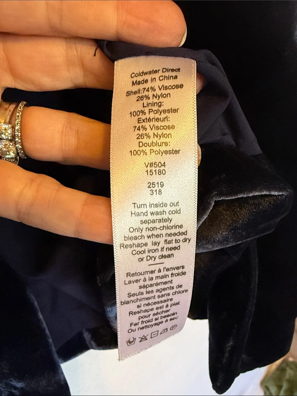 New Coldwater Creek Navy Blue Velvet Blazer 14 - Picture 6 of 6